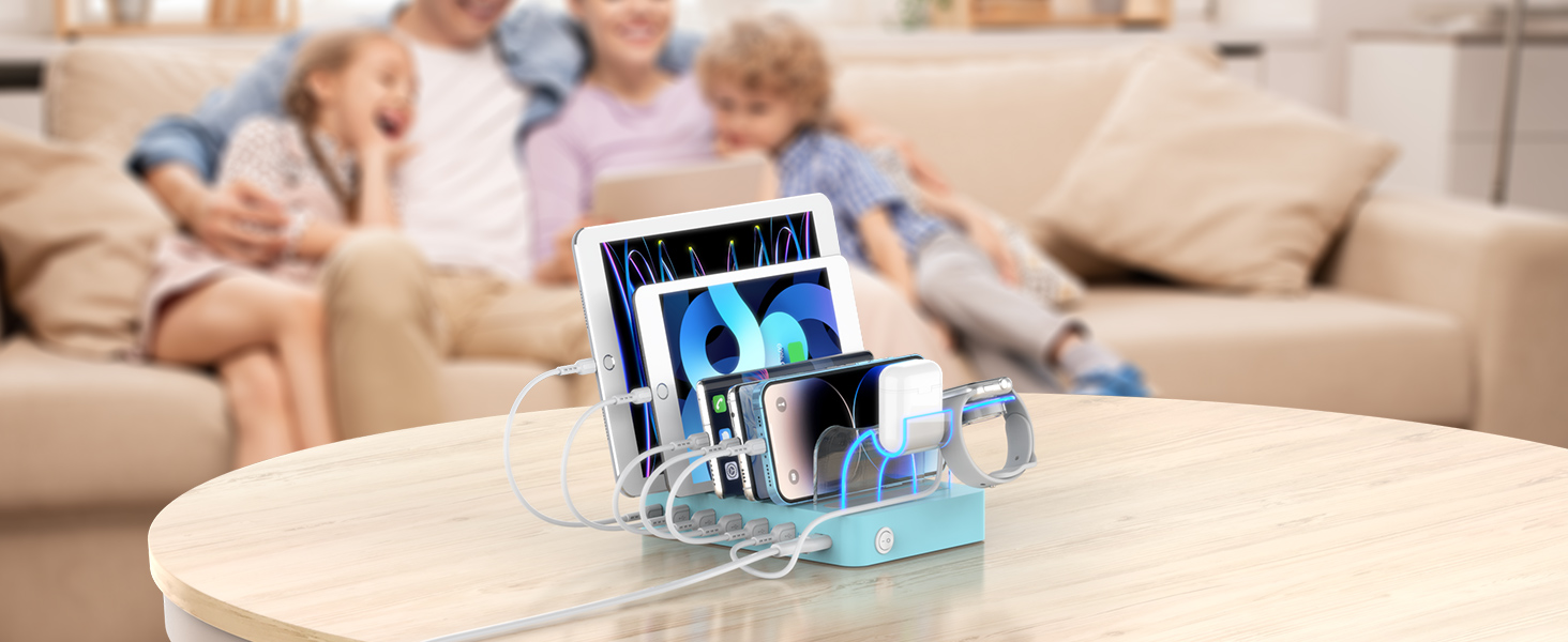 Stazione Di Ricarica SooPii 60W A 6 Porte Con USB-C PD 20W – Supporto 2 In 1 Per IPhone, Tablet E Accessori