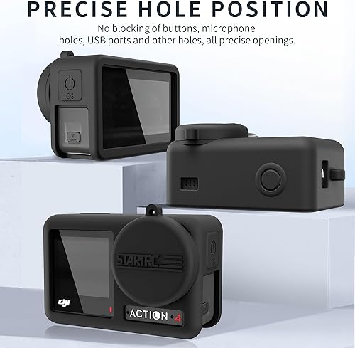 Miniatura 3 de Funda protectora de silicona para DJI Osmo Action 4Action 3 Protector de lente de cámara Osmo Action 34 Accesorios de cámara con cuerda antipérdida