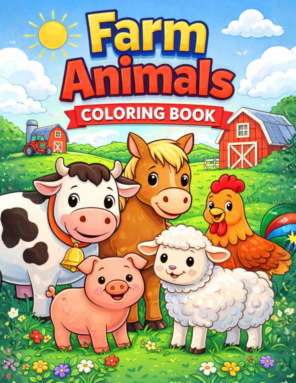 Farm Animals Coloring Book: Fun and Cute Farm Animals for Kids | Easy Coloring Pages for Toddlers and Preschoolers (Early Learning Series)