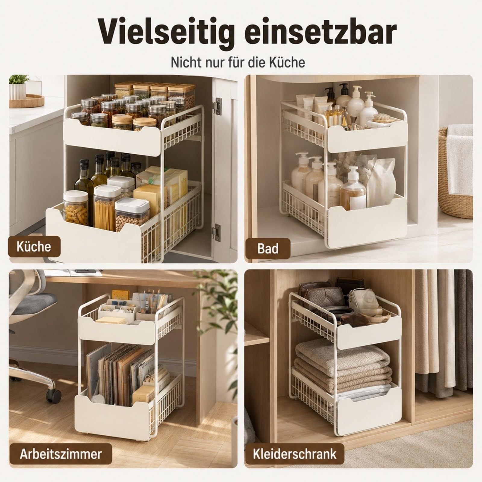 Generisch Küchenschrank Organizer Ausziehbar, Ausziehbare Schublade Küche, Teleskopschublade Küche für den Unterschrank, 2-stufiges Aufbewahrungssystem (Höhere Ausführung [30 cm breit])