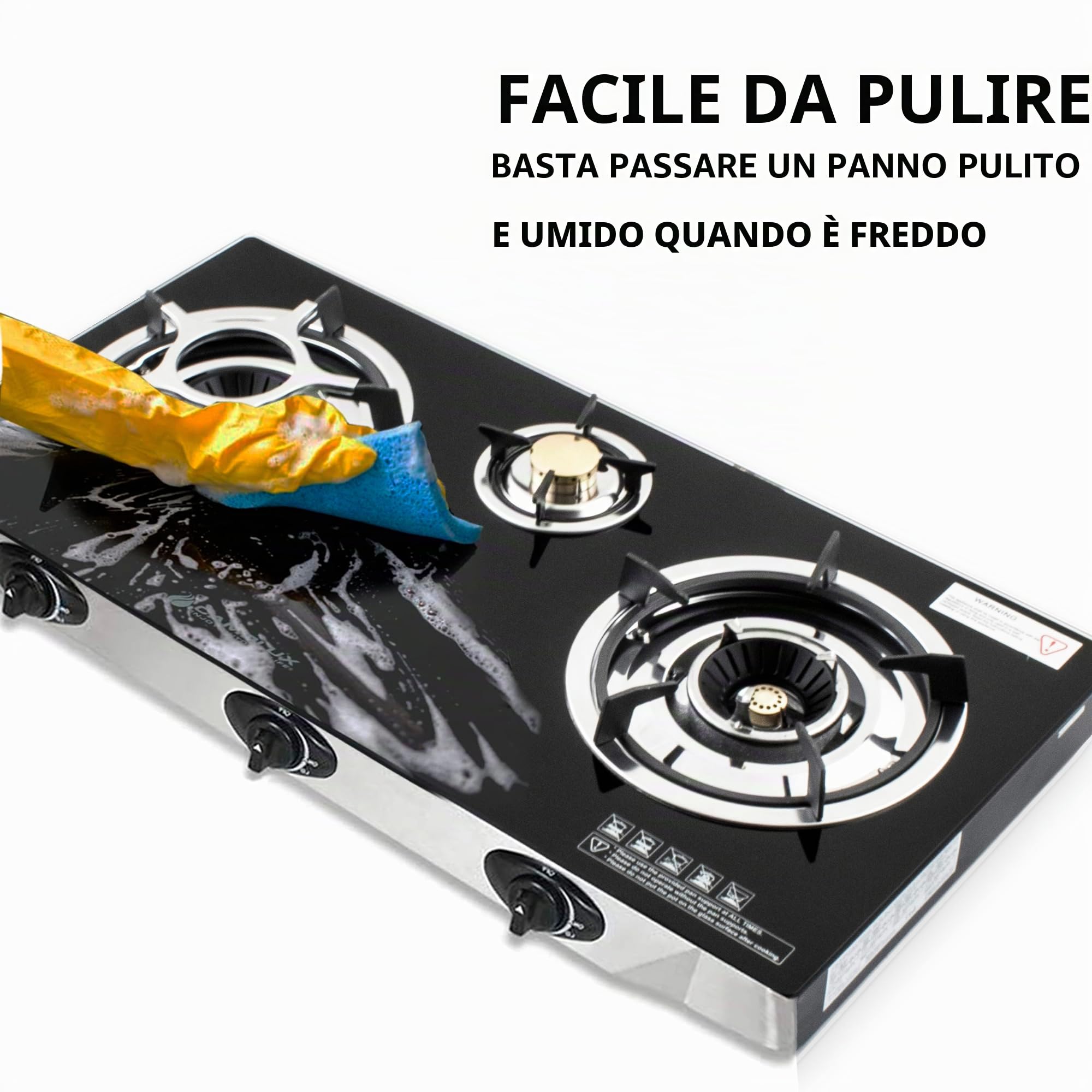 NJ NGB-S3 Fornello a Gas - 3 Fuochi Piano Cottura Portatile Interna GPL