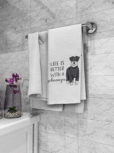 Miniatura 3 de Dibor Life is Better with A Schnauzer - Toallas de cocina, paños de cocina, paños de cocina, lindos Schnauzer Cachorro, Paño de secado absorbente