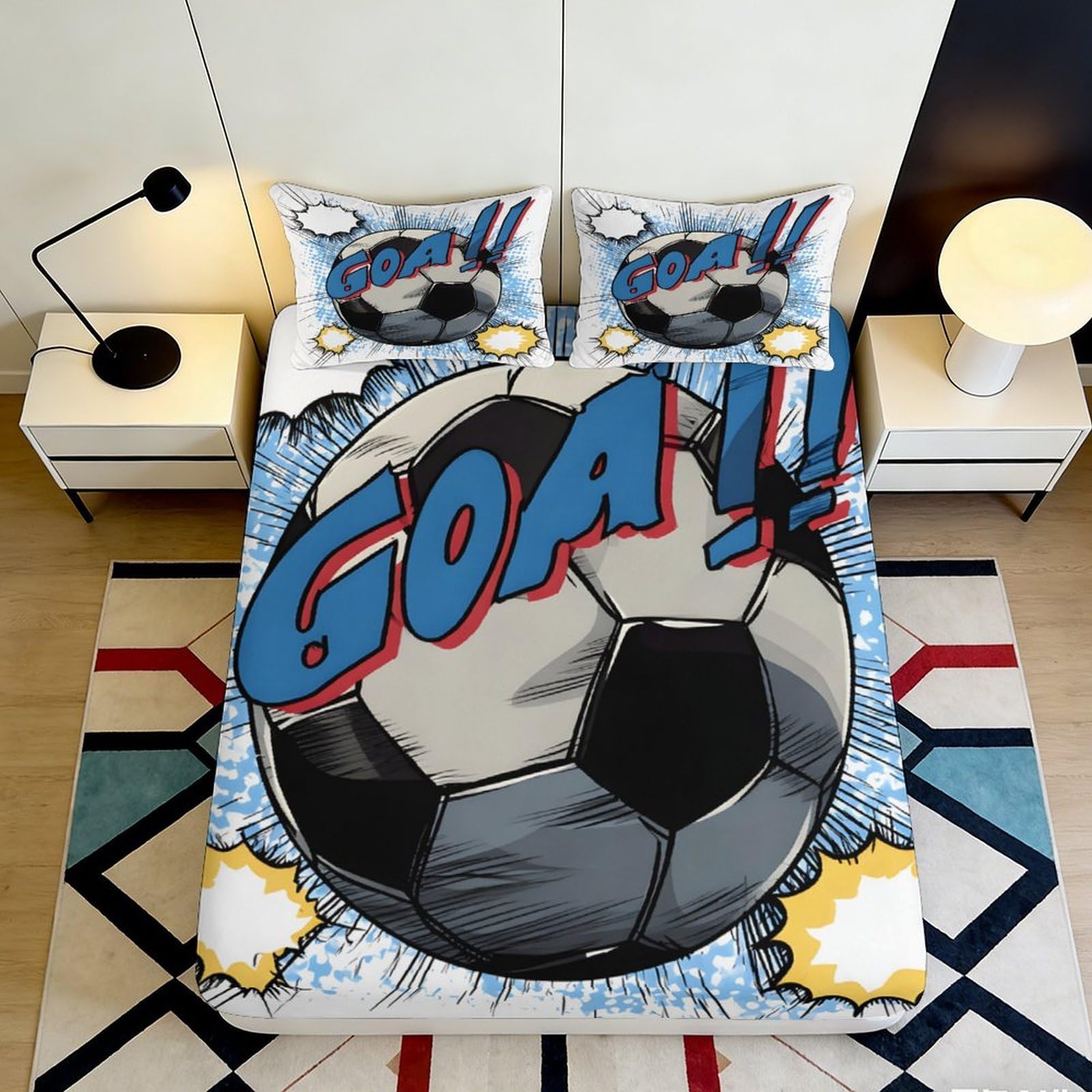 Jwndfkpvxzgl Style-8 3D Printed Soccer Comic Fitted Sheet Microfiber Non Slip Bed Cover For Bedroom Dorm Mattress Protector Decor 90X200x25cm
