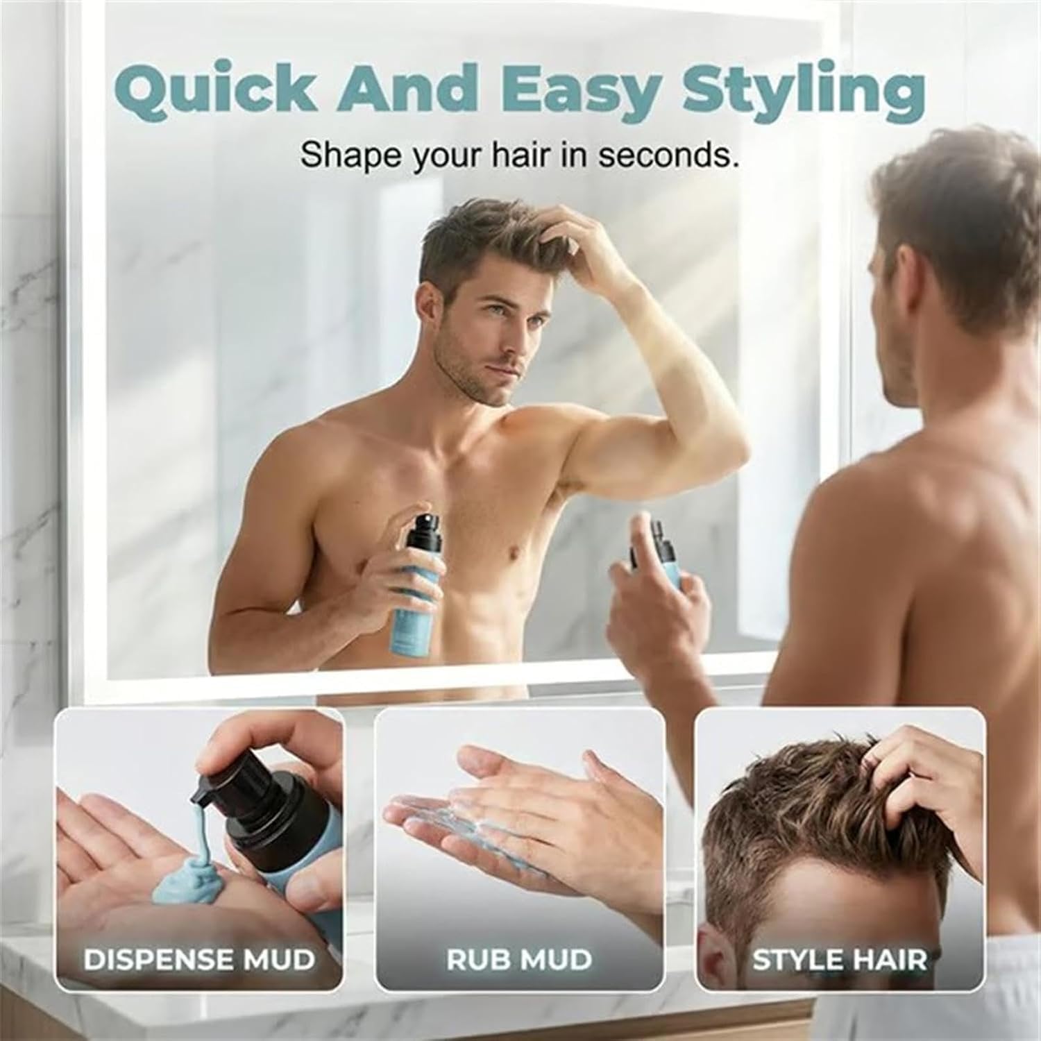 Argilla liquida opaca ad asciugatura rapida per definire i capelli, Argilla liquida opaca ad asciugatura forte per definire i capelli, Spray modellante effetto fango 150 ml, Tenuta extra forte