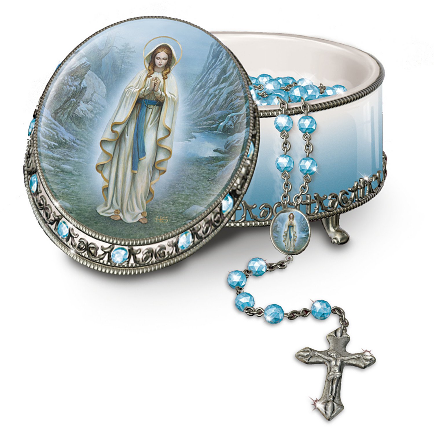 Our Lady Of Lourdes Musical Rosary Box by Ardleigh Elliott