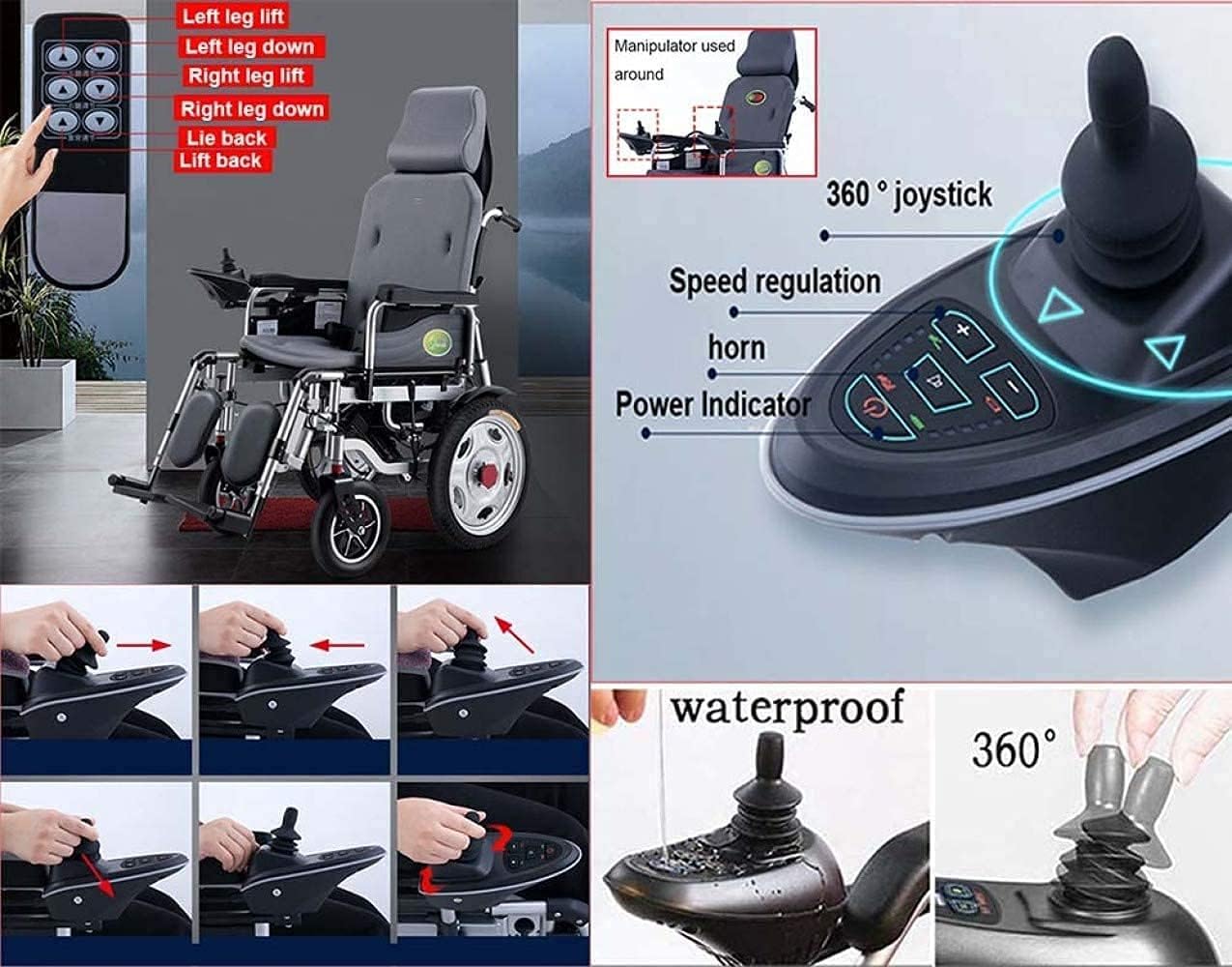 Silla de Ruedas Eléctrica Plegable Ligera y Portátil con Mando a Distancia, Capacidad 150KG, Doble Modo Manual/Eléctrico, Respaldo Ajustable - Batería de Litio 24V, Autonomía 25KM, Motor 250W