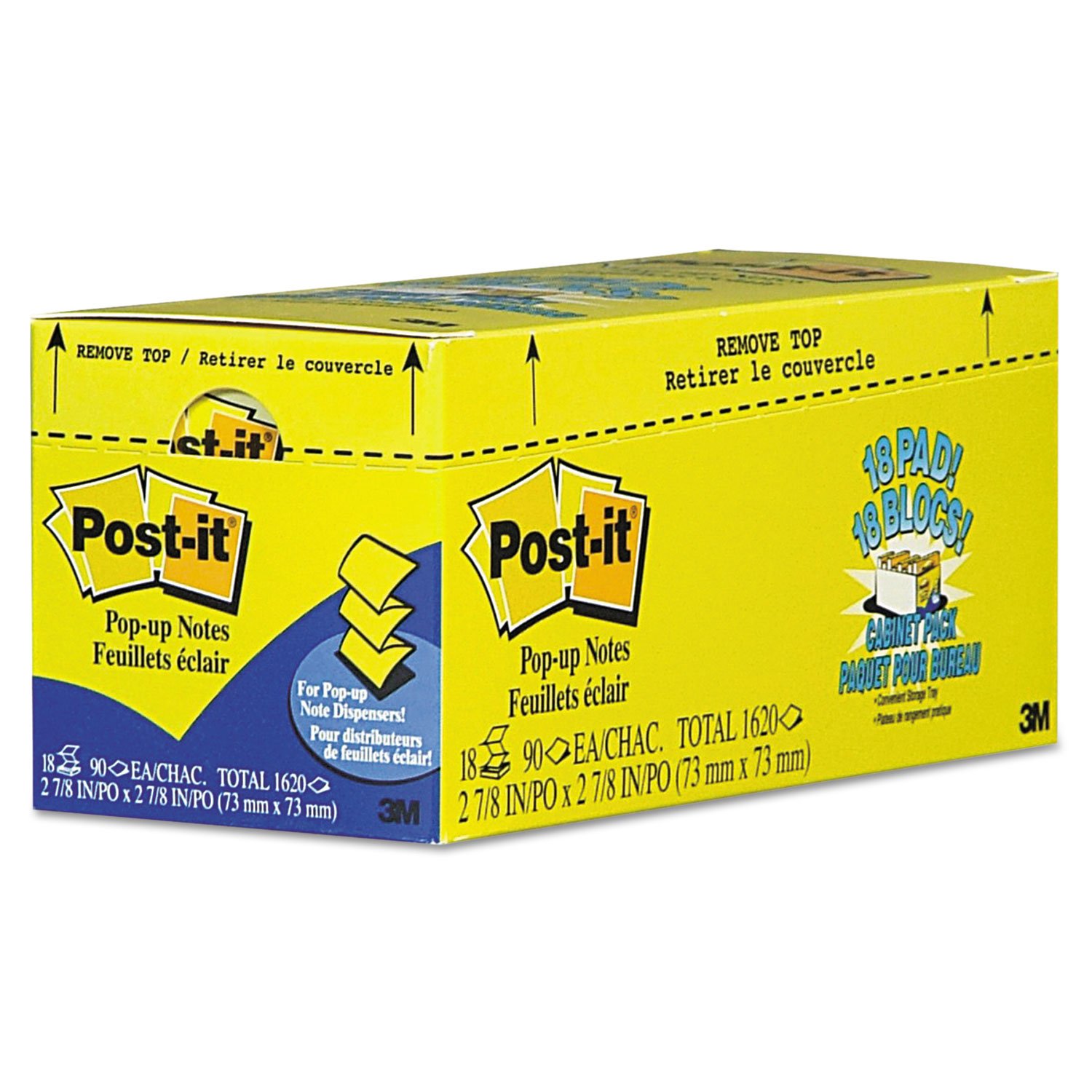Post-it Pop-Up-Notizen, 7,6 x 7,6 cm, 18 Blöcke, Amerikas #1 Lieblings-Haftnotizen, Kanariengelb, saubere Entfernung, recycelbar (R330-18CP)
