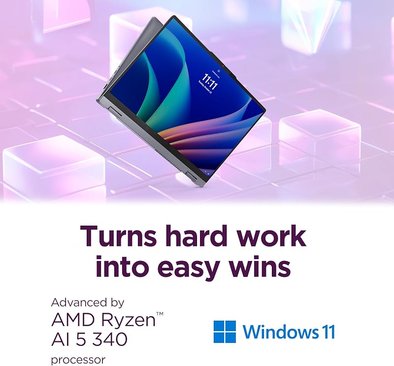 Lenovo IdeaPad 5 2-in-1 Laptop - Copilot+ PC - AMD Ryzen AI 5 340 CPU - 16" WUXGA IPS Touchscreen Display - 16GB RAM - 1TB Storage - AMD Radeon 840M GPU - Luna Grey image 3