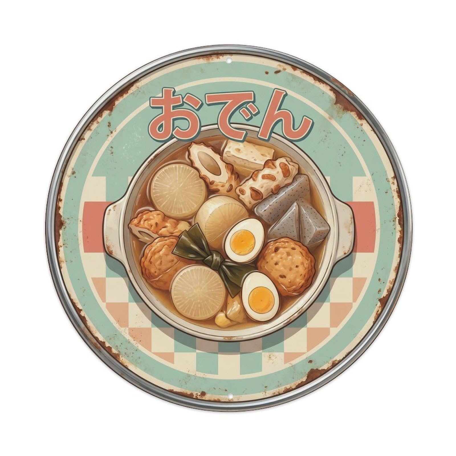 Cxhjca 8X8inch(20X20cm) Oden Japanese Comfort Food 1950S Style Soup Cuisine Metal Tin Sign