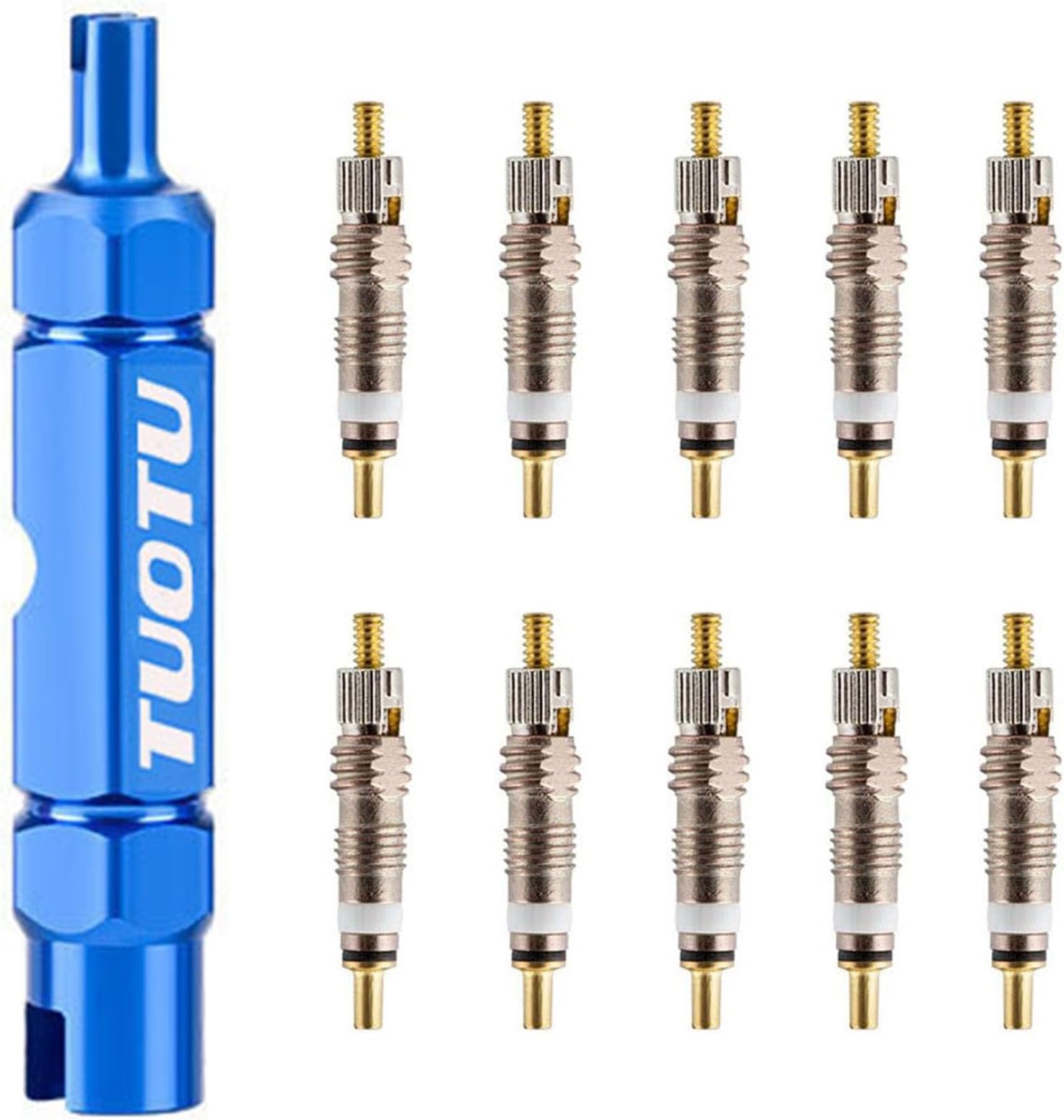 Valve Core Remover Tool Kit Bike with Brass Replacement Presta Valve Core