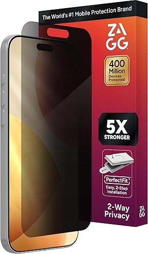 Miniatura 20 de ZAGG Glass Elite - Protector de pantalla antirreflejos para iPhone 15 Pro Max, 5X más fuerte con bordes reforzados, superficie resistente a arañazos