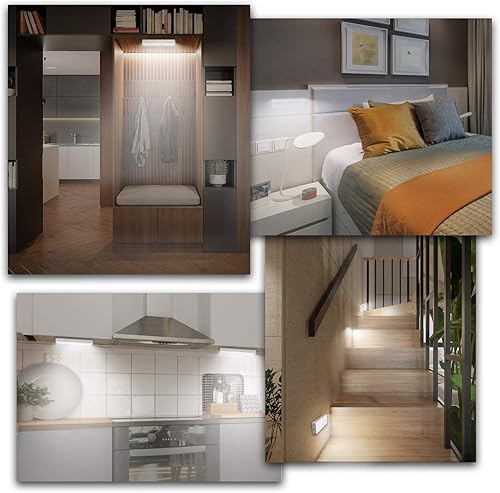 Miniatura 6 de Luz LED para armario, 20 LED, atenuador USB, recargable, sensor de movimiento, iluminación debajo del gabinete, con control remoto, barra de luz