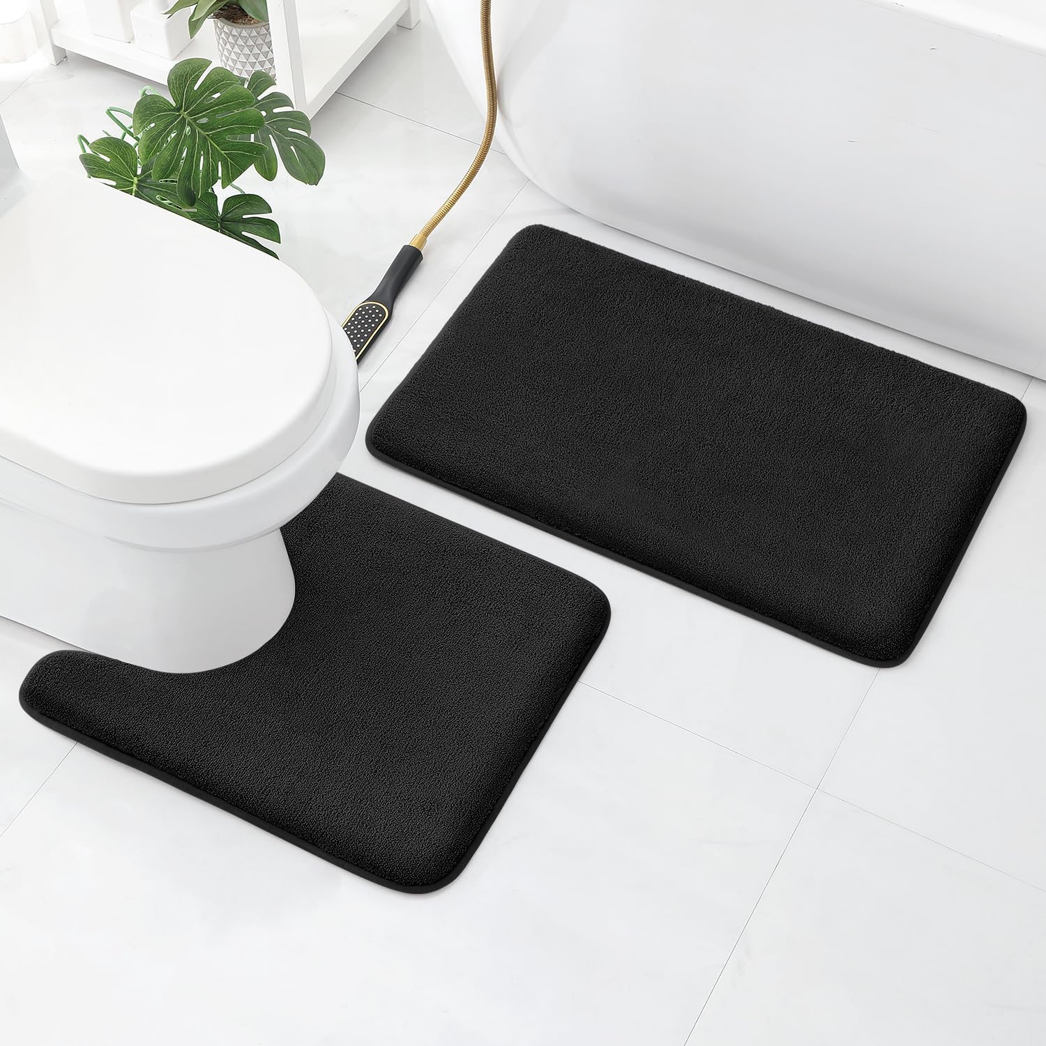 HOMEIDEAS 2 Piece Bathroom Rug, Extra Thick Absorbent Memory Foam Bath