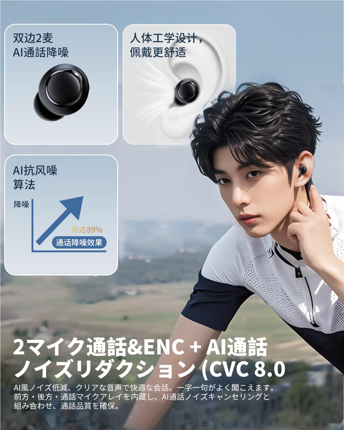 Amazon.co.jp: イヤホン Bluetooth ワイヤレスイヤホン 2つのシリコン  