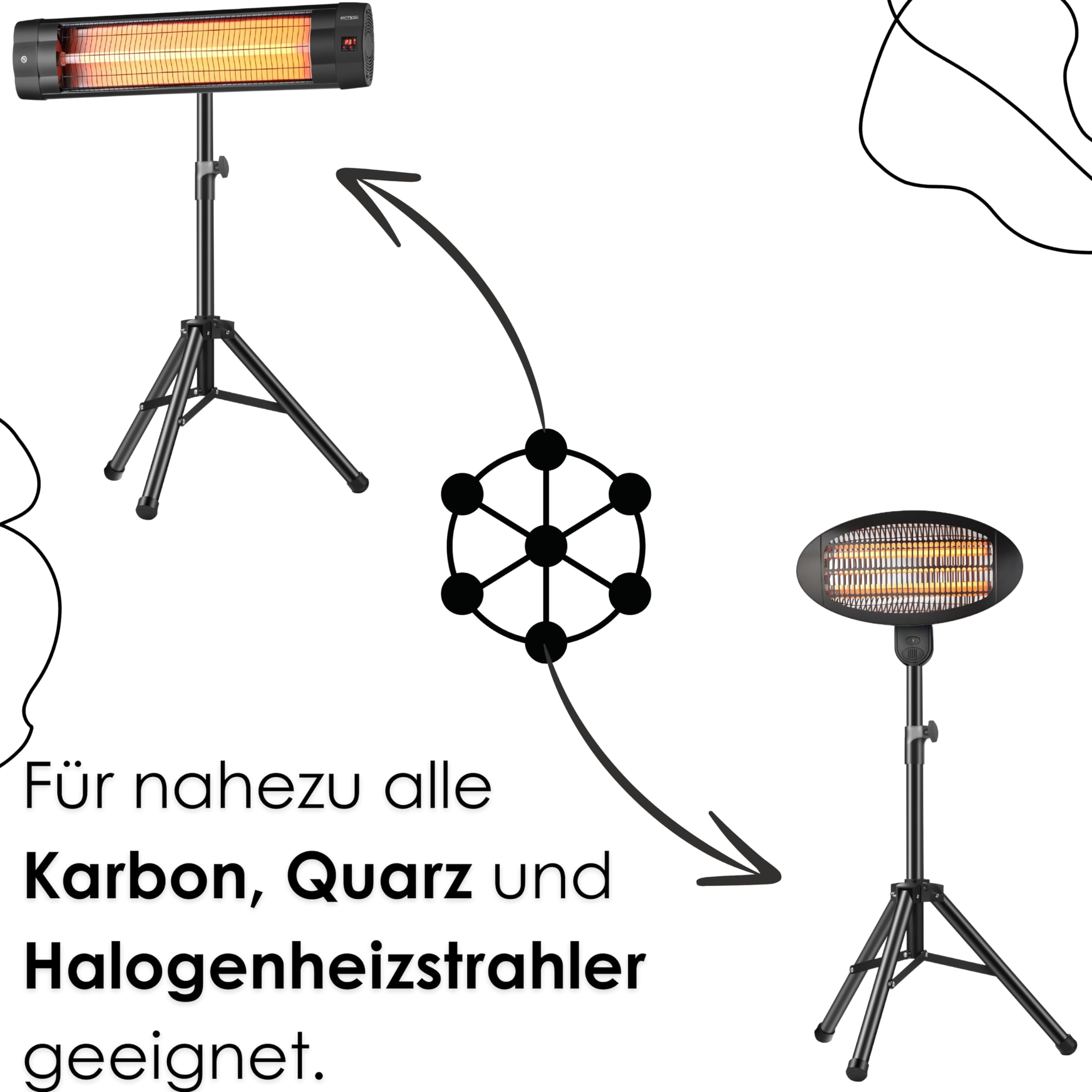 Echos Soporte universal para radiador, soporte para radiador, soporte móvil, trípode para terraza, telescopio, trípode, trípode