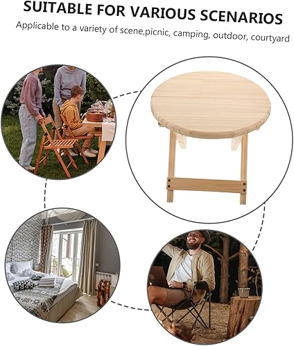 Miniatura 3 de Happyyami Taburete plegable redondo taburete plegable taburete bajo de madera taburete antideslizante Silla pequeña de madera para el hogar taburete