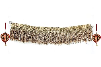 Paddy Door Toran with 2 Vetiver Root Ganesh Hanging Combo/42 Inches Torana with 5 inches Ganesh Wall Hangings Combo