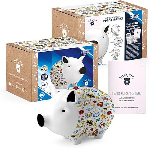 Miniatura 3 de Tilly Pig Alcancía de cerámica para niños y niñas, DC Universe Superhero Money Box