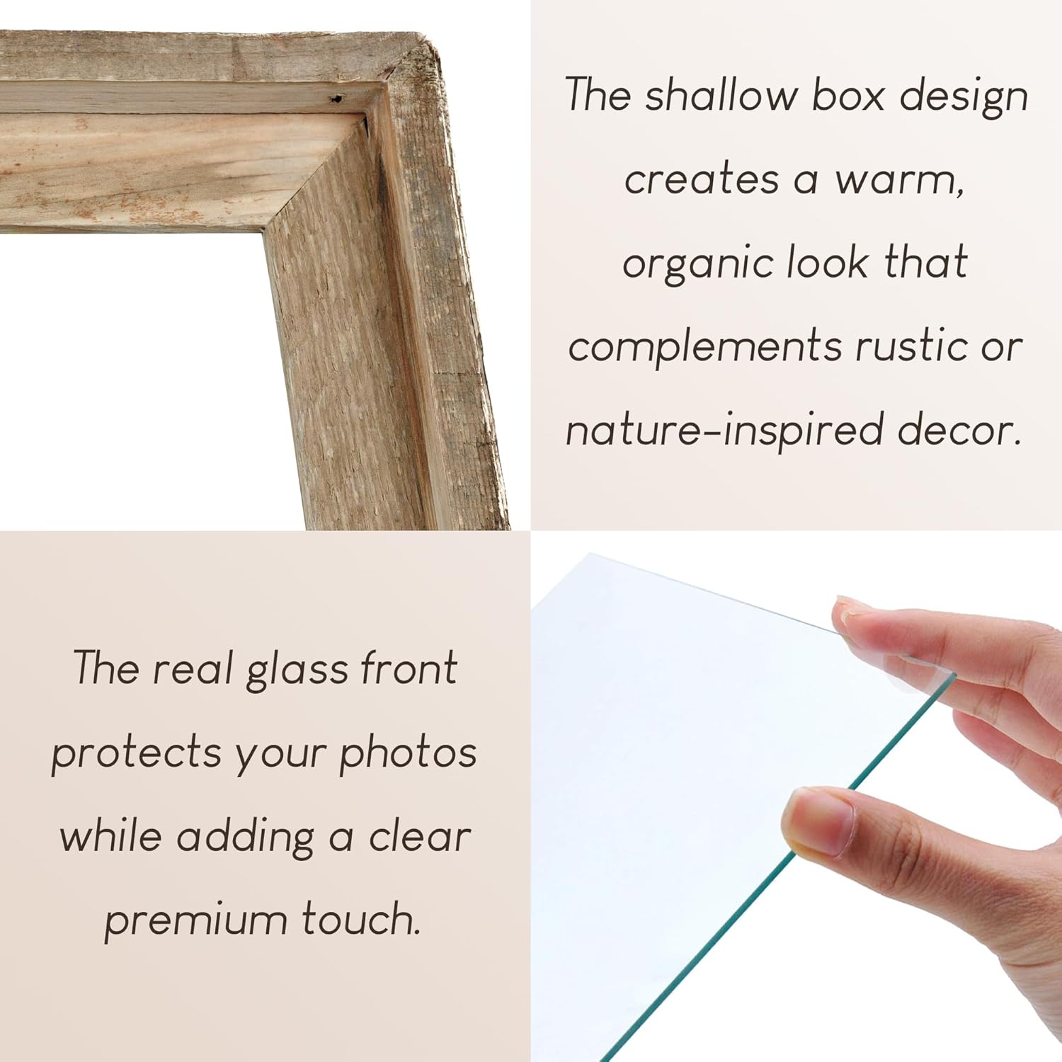 Rustic 5x7 Picture Frame, Reclaimed Barnwood Photo Frame with Real Glass, Distressed Natural Wood Frame for Wall and Tabletop Display, Farmhouse Country Home Office Cabin Décor