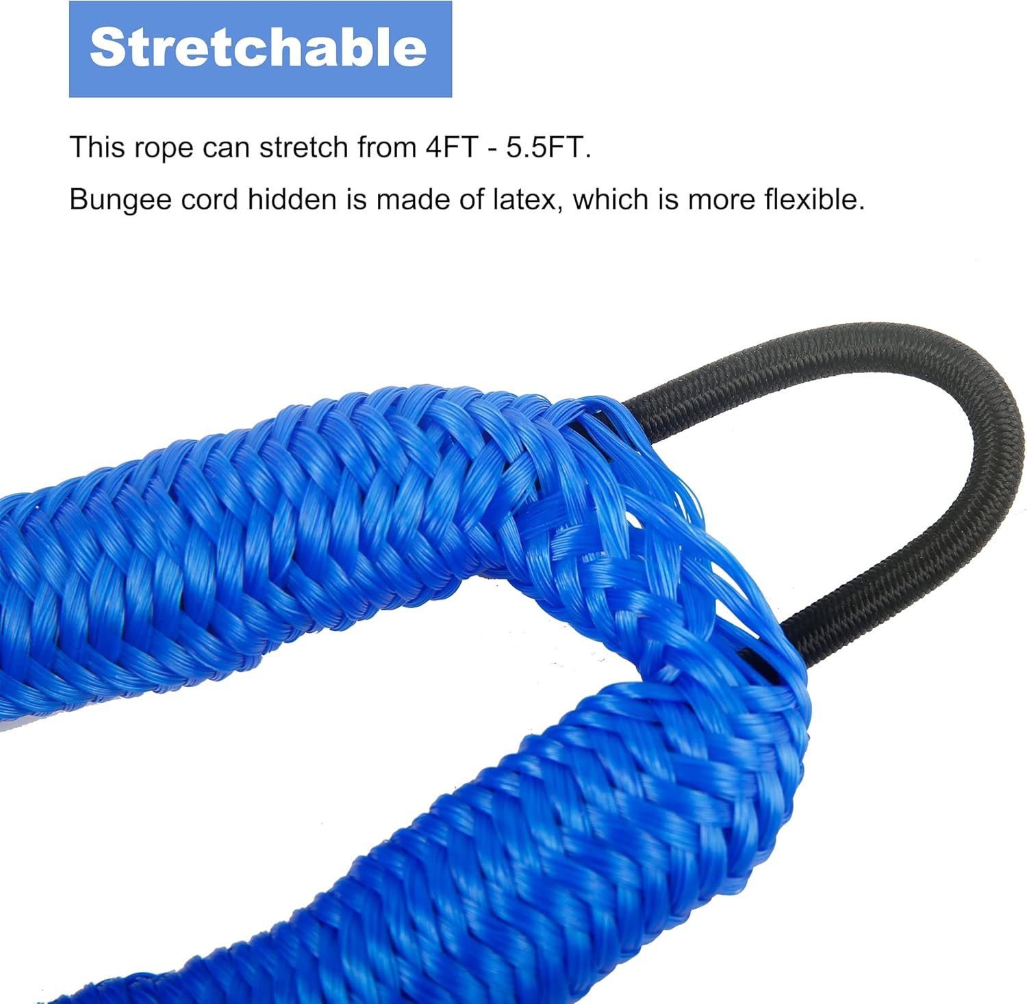Perixir Boat Docking Rope with Stainless Steel Clip Jet Ski Boat Dock Lines Mooring Lines Boat Accessories Marine, Pontoon Boat Accessories (Blue 2 Pack)