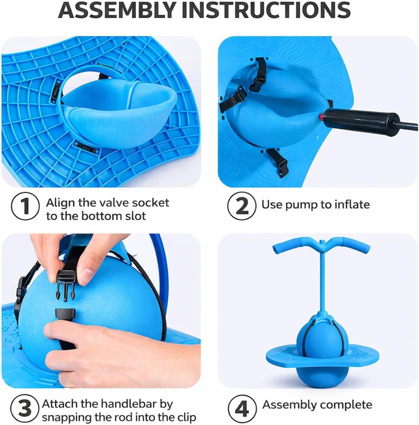 2026 Pogo Ball with Handle,High Bouncy Jumping Ball Balance Board for Beginners,Pogo Bouncing Ball for Indoor Outdoor with Anti-Slip Deck Air Pump