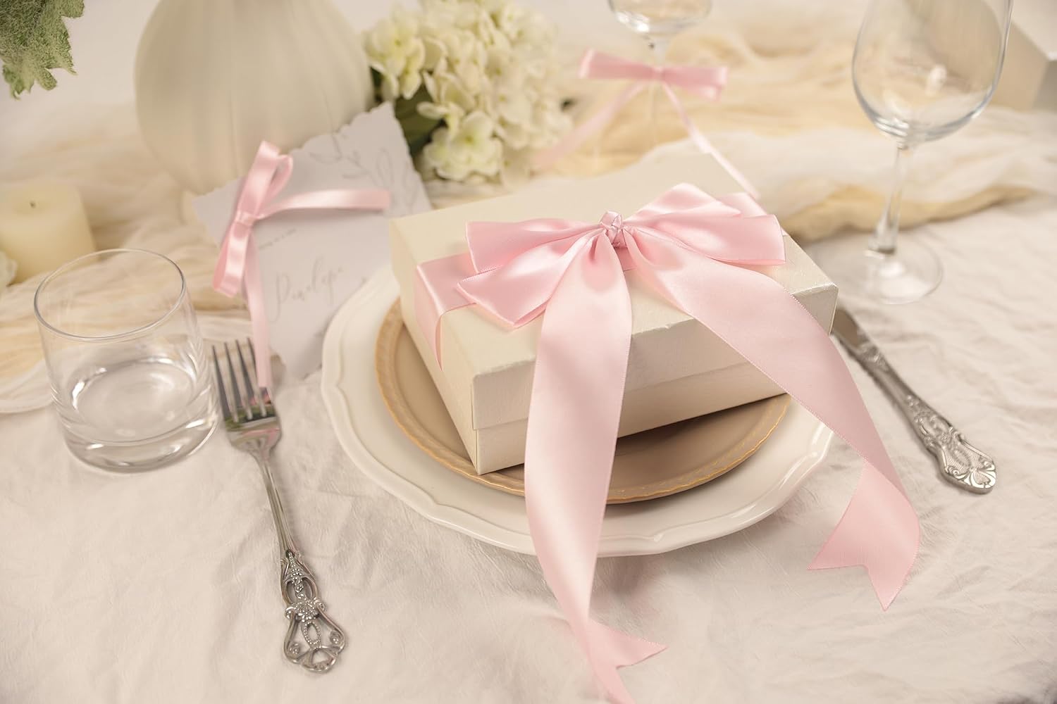 Baby Pink Satin Ribbon 1-1/2 inch X Continuous 100 Yards, Single Face Polyester Ribbon Perfect for Gift Wrapping, Flower Bouquets, Wedding Decor, Crafts, Bow Making, Sewing & Wreaths