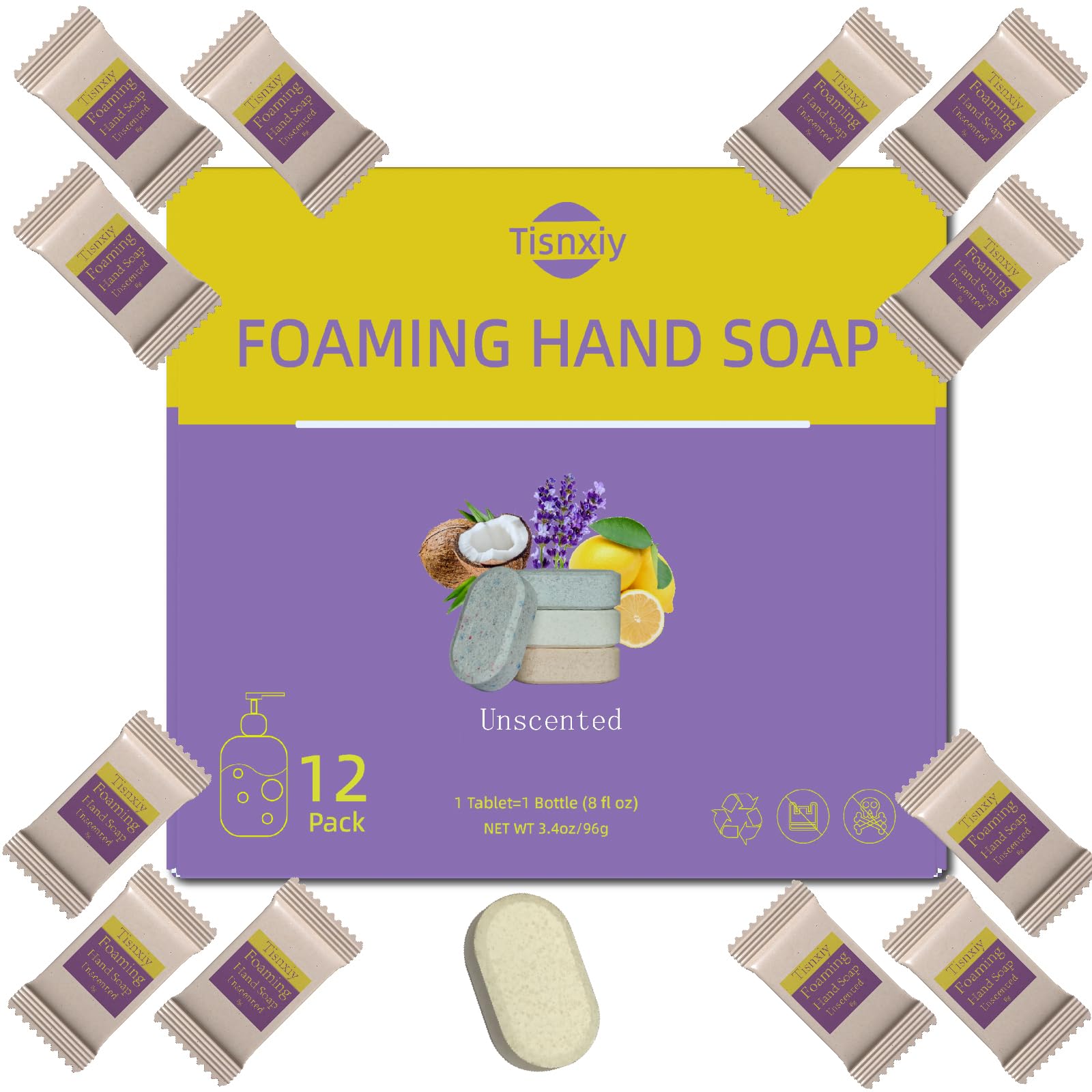 Ricariche di sapone schiumoso per le mani – 12 unità – 96 once liquidi (12 x 8 once liquidi) – Ricambio ecologico – delicato per le mani e rispettoso dell'ambiente – senza profumo