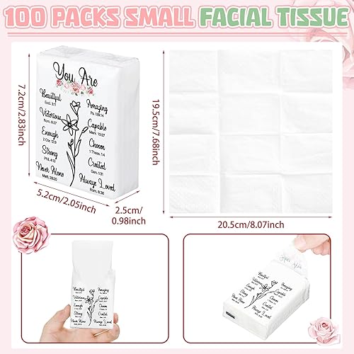 Miniatura 67 de Therwen Paquete de 100 pañuelos de bolsillo a granel, 1000 hojas, mini pañuelos a granel, 3 capas, tamaño de viaje pequeño, tamaño de bolsillo