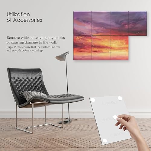 Miniatura 6 de Paquete de 8 paneles acústicos artísticos, paneles acústicos decorativos de 48 x 32 pulgadas, arte de pared absorbente de sonido con nano pegamento