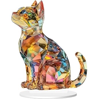 Kristall Katze Dekoration Colorful Glas Katze Statue 2D Acryl Desktop Dekoration Geburtstagsgeschenke Feiertag Er ffnung Geschenk Flach Heim Atmosph re Desktop Auflage sch ne Auflage