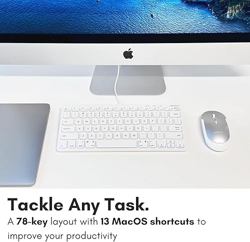 Miniatura 4 de Macally Teclado USB con cable para Mac y PC con Windows, teclado Apple Plug and Play con 78 teclas de interruptor de tijera y 13 teclas de acceso