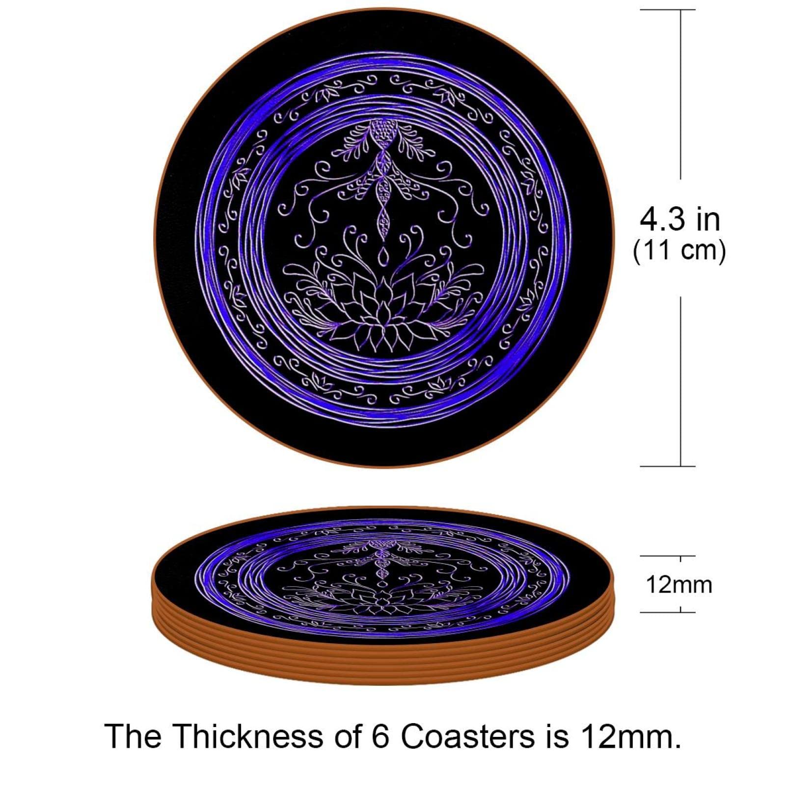 Runde Untersetzer mit Blumenmuster für Getränke, 6 Stück, Tischschutzmatte für Weingläser, Tassen und Tassen, wiederverwendbar im Büro, Küche, Bar, 10,9 cm