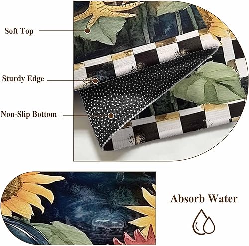 Miniatura 7 de 5x7 Area Rugs, Sunflower Retro Rooster Non-Skid Rubber Backing Large Rectangle Rugs - Living Room Bedroom Home Office, Farmhouse Animals Watercolor