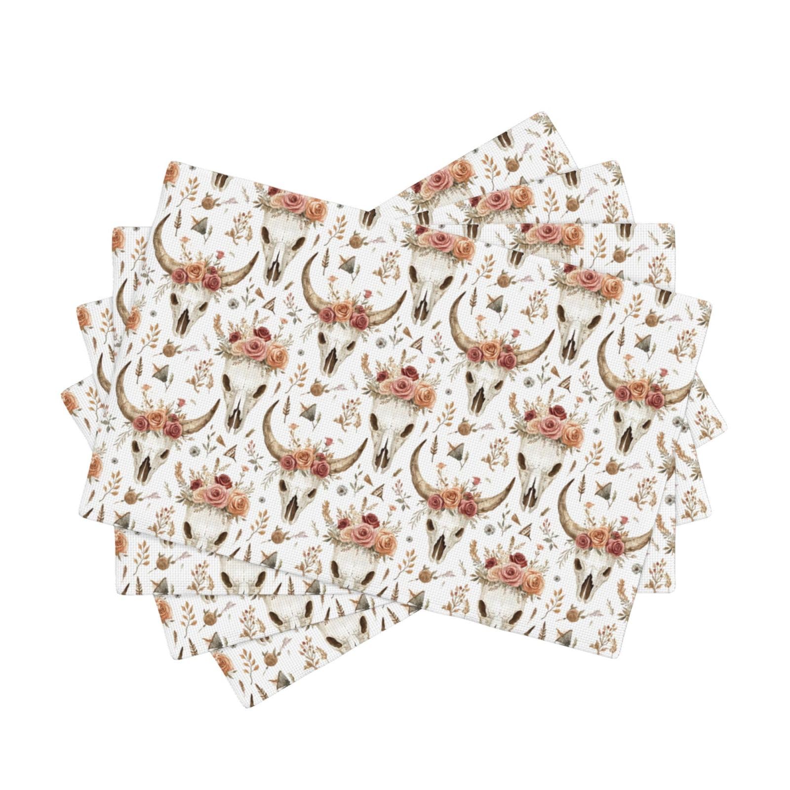 Set de table tête de mort mouton rose en tissu pour décoration de fête