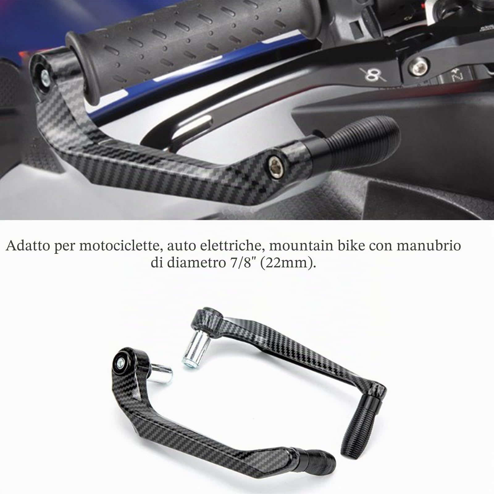 Fydun Protezione per manubrio moto,Universale in Lega di Alluminio Protezione Leva per Moto,da 7/8 pollici,per Moto, Auto Elettriche, Mountain Bike(nero)