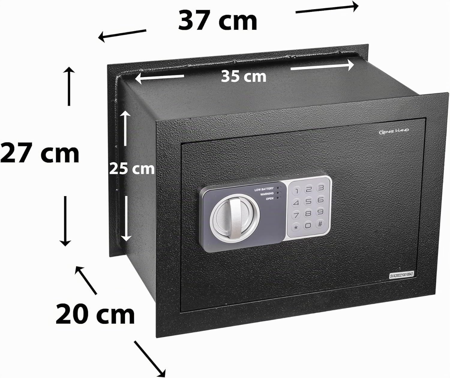 Genie Hand Cassaforte Elettronica a Muro Cassetta di Sicurezza Media con Codice a Combinazione e Chiave con Serratura B-Class e Sistema Anti Bounce in Acciaio per Soldi