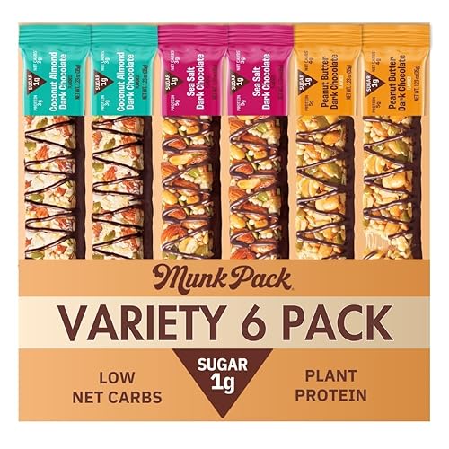 Munk Pack- Barras Keto de nueces y semillas 0 onzas de azúcar 007 onzas de carbohidratos netos sin azúcar añadido a base de plantas sin gluten sin