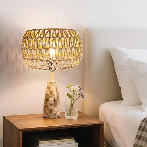 Miniatura 7 de Sombras de lámpara colgante de ratán bohemio, pantallas de lámpara tejidas para lámparas de pie, luces colgantes de ratán, lámpara bohemia, lámpara