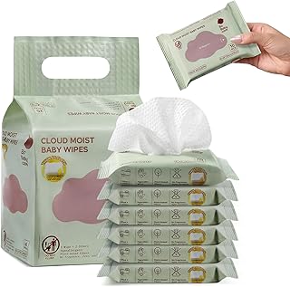 Bc Babycare Cloud Moist Travel Wipes (6 Pack) - Biodegradable, 99% Water, Pocket Size