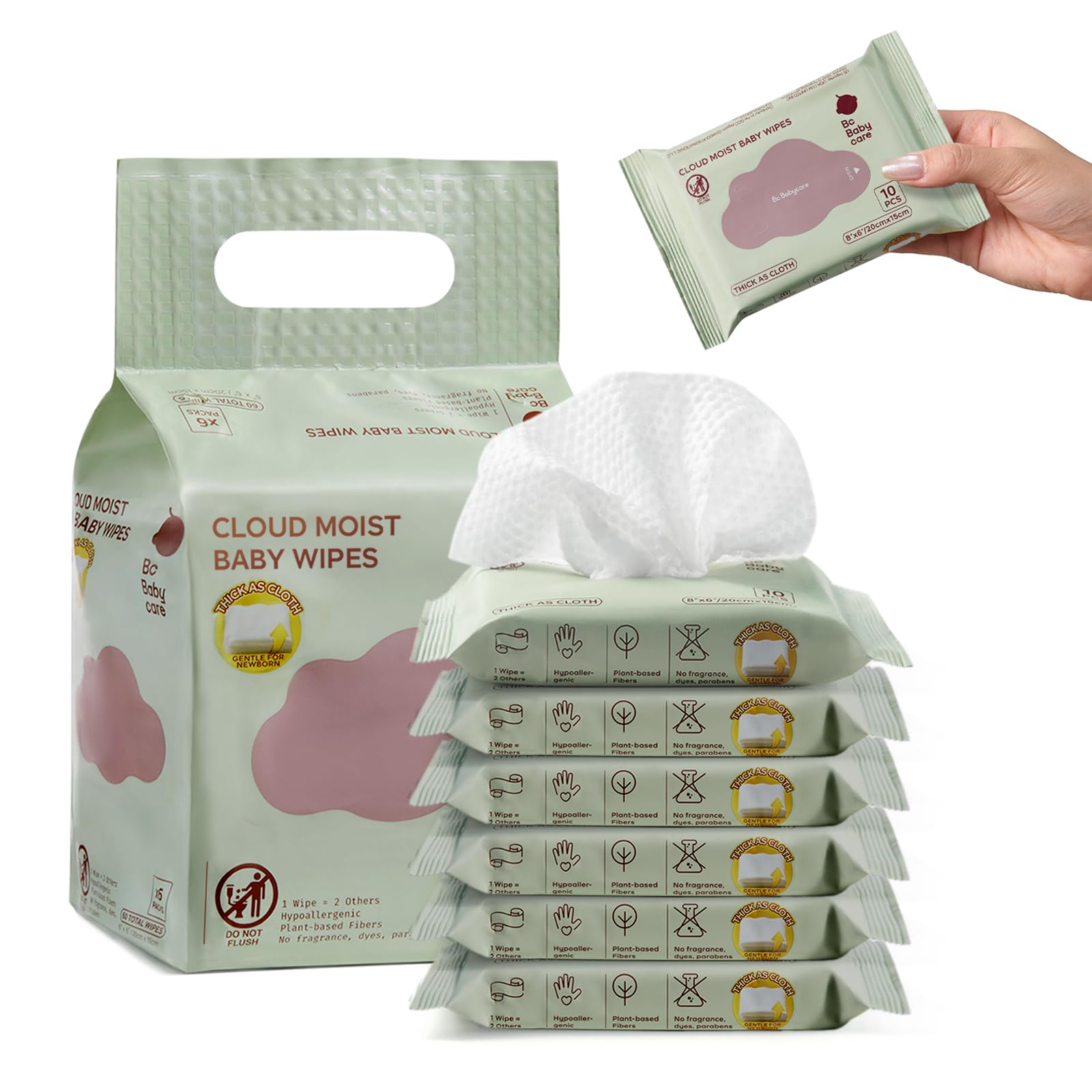 Amazon.com: Bc Babycare Cloud Moist Baby Travel Wipes, 6 Pack, On