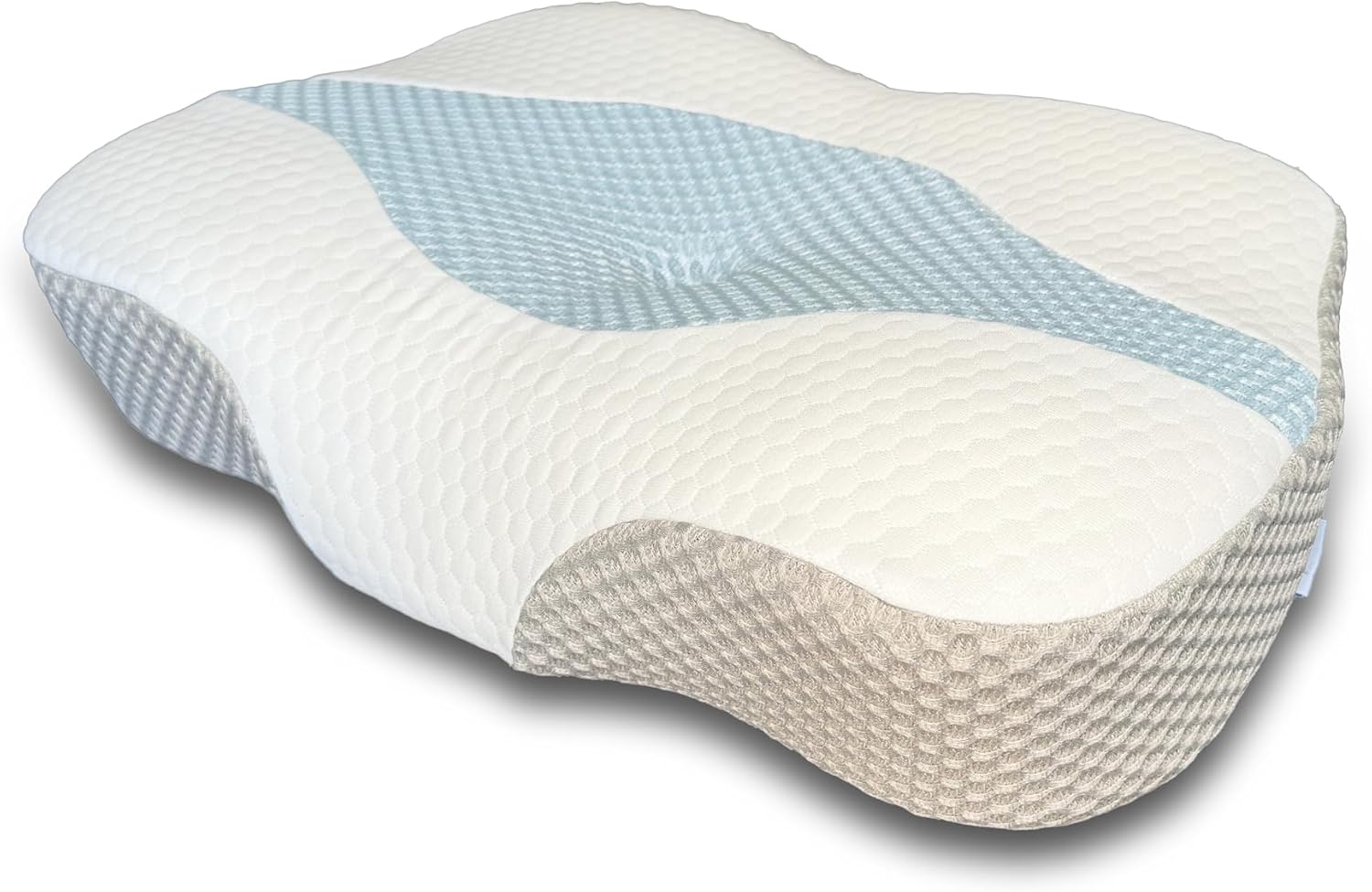 Cooling Memory Foam Pillow for Neck Support (Light Blue, Queen Size) Light Blue Queen Size