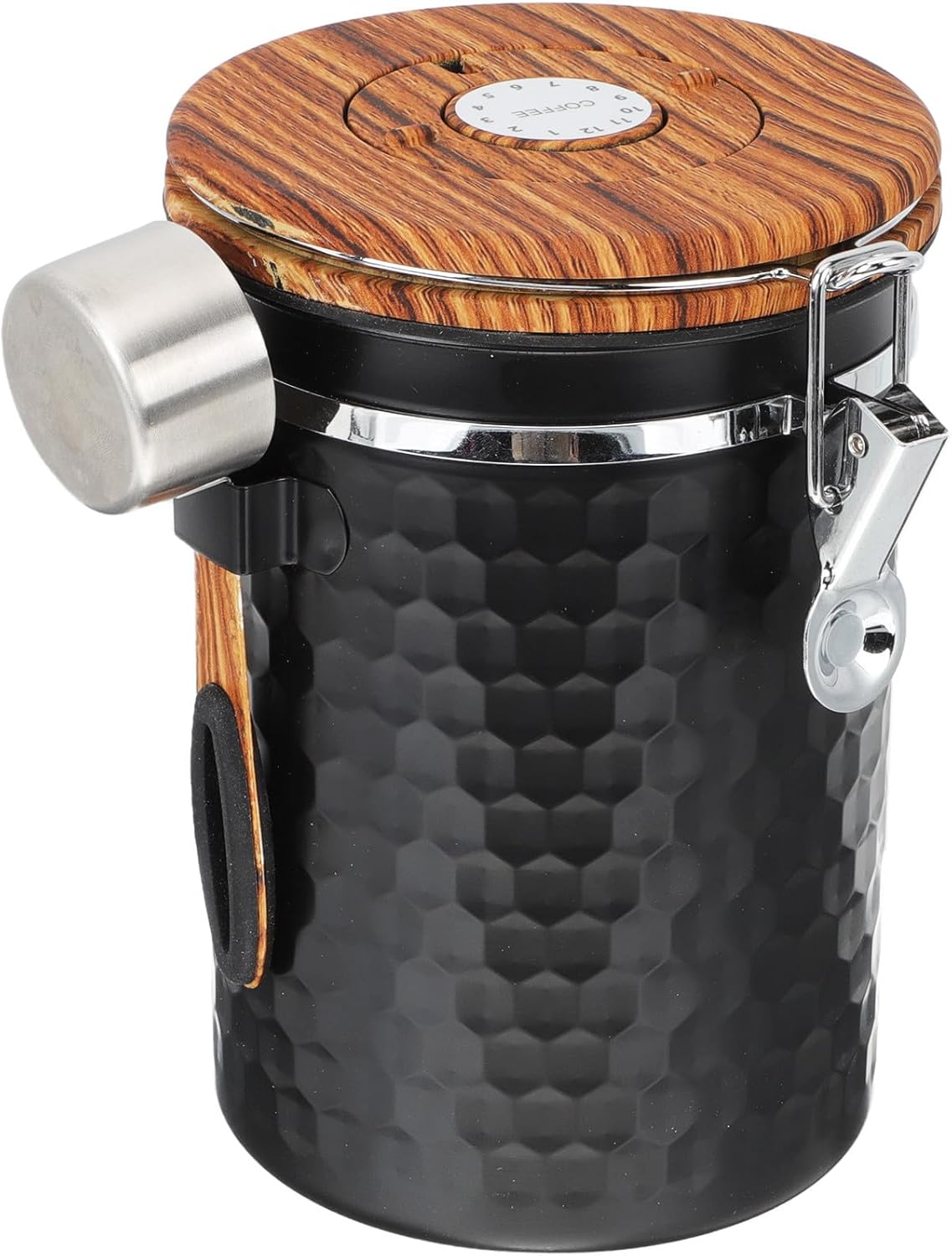 VICASKY Stainless Steel Coffee Canister with Airtight Lid and Measuring Scoop 1.8l Coffee Bean Storage Container for Home Kitchen One-way Valve