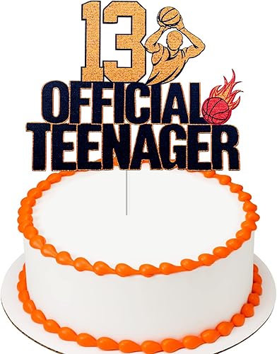 Decoración oficial de baloncesto para pastel de cumpleaños de 13 años para adolescentes, decoración de pastel de baloncesto para cumpleaños de 13