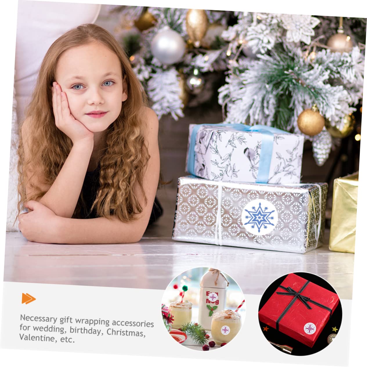 SHINEOFI 12rotoli Sticker Natalizi Decorative Forma Di Fiocco Etichette Autoadesive Per Regali e Decorazioni Festive Adesivi Per Finestra e Pacchetti Natale
