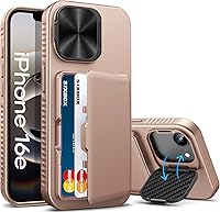 Vista 12 de Funda tipo cartera para iPhone 16e con soporte, tarjetero integrado y funda para cámara, protección contra caídas de grado militar a prueba