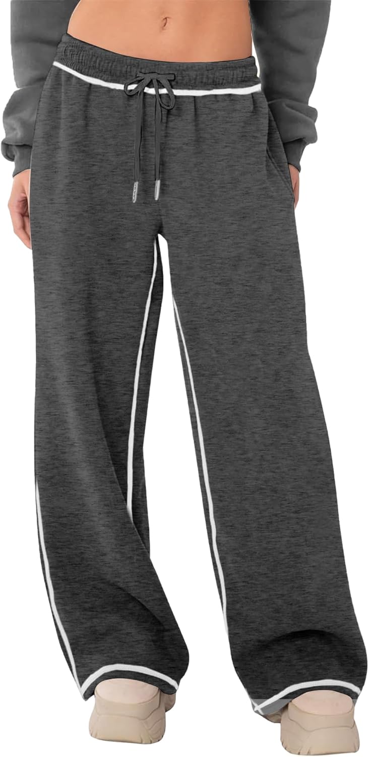 HDLTE Sweatpants Women Track Pants Soft Straight Pajama Sweats Wide Leg Women Lounge Pants Joggers - Image 2