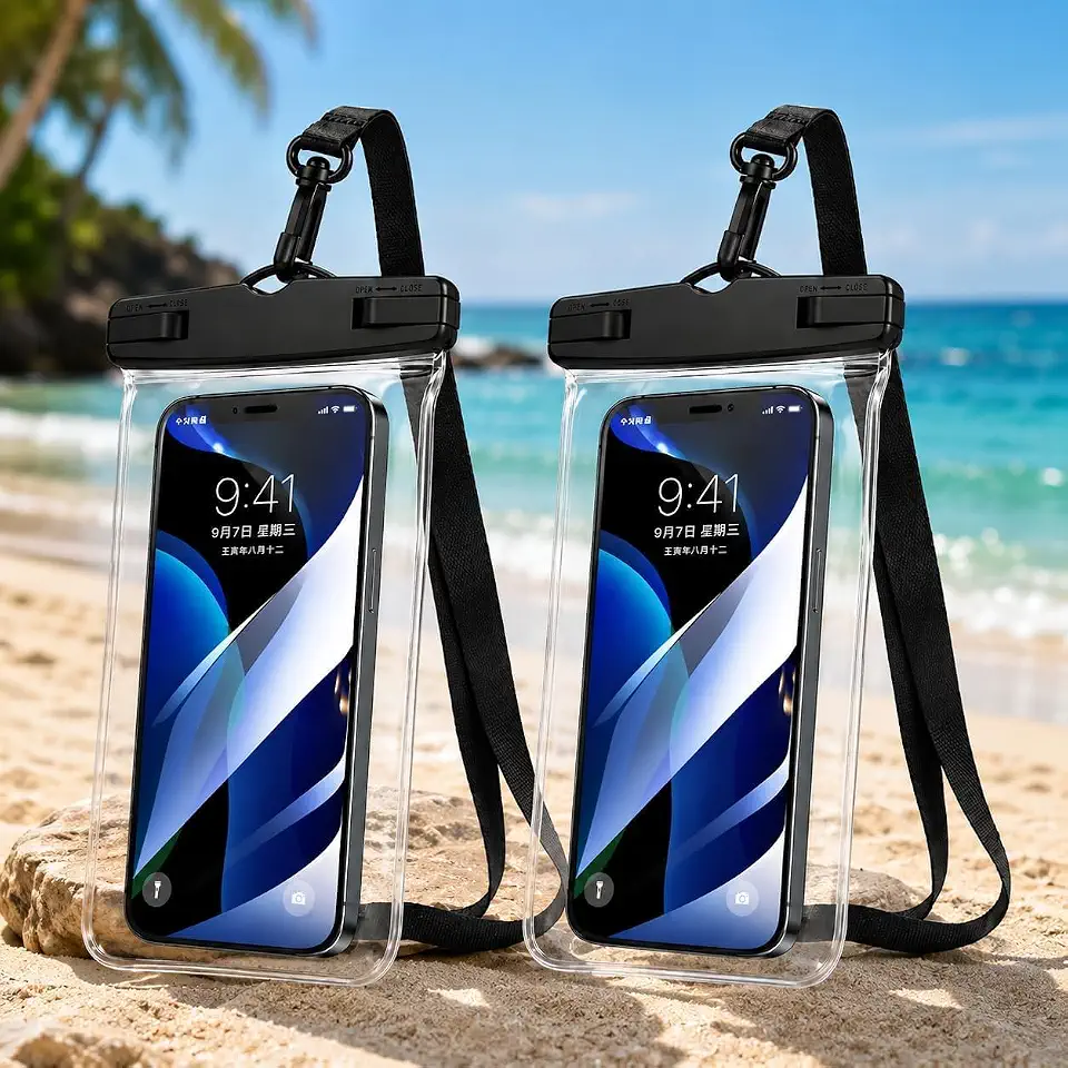 Kit 2 Capas Impermeáveis para Celular IPX8 Universal até 6,5 Polegadas, Bolsa à Prova d’Água na COR PRETA Ideal para Praia, Piscina, Viagens e Esportes – Qualidade Premium LNMAX®