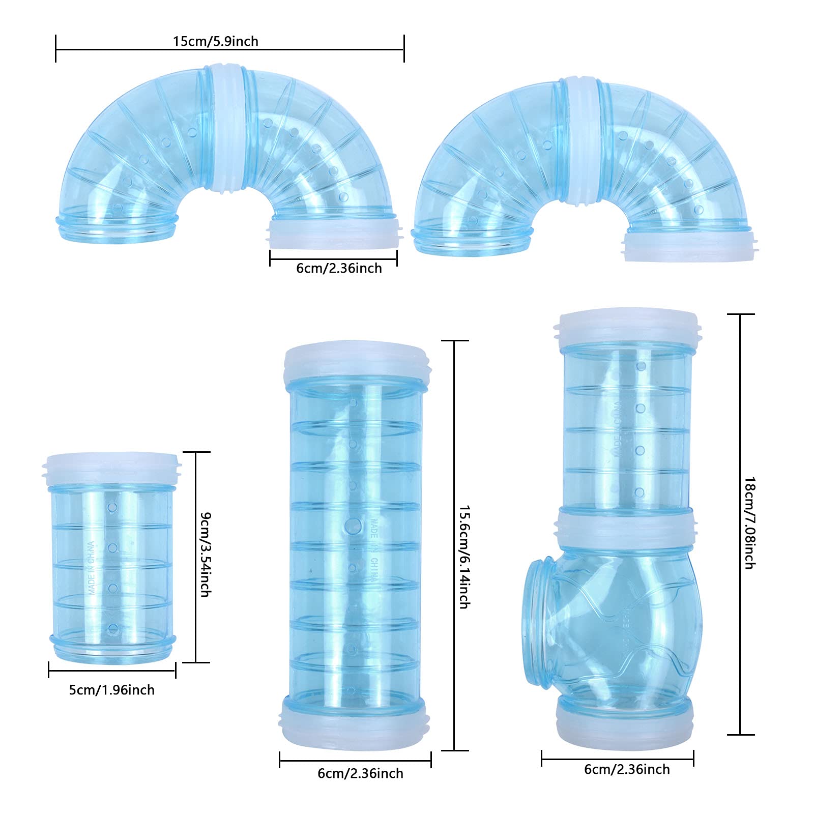 Set Tubi E Tunnel Per Criceti Ferplast - Navicella Con Fori Di Aerazione, Curve E Raccordi Per Gabbie Modulari