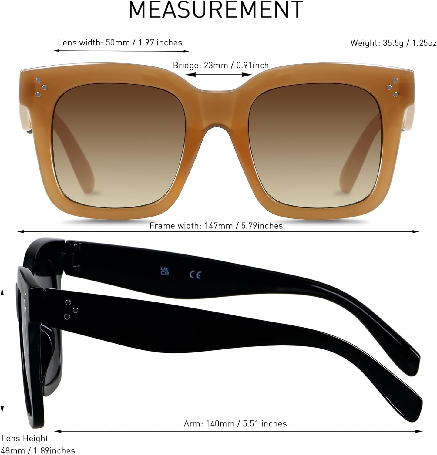 ANDWOOD Oversized Sunglasses for Women Big Large Square Wide Frame Shades Retro Trendy Fashion UV Protection - Image 4