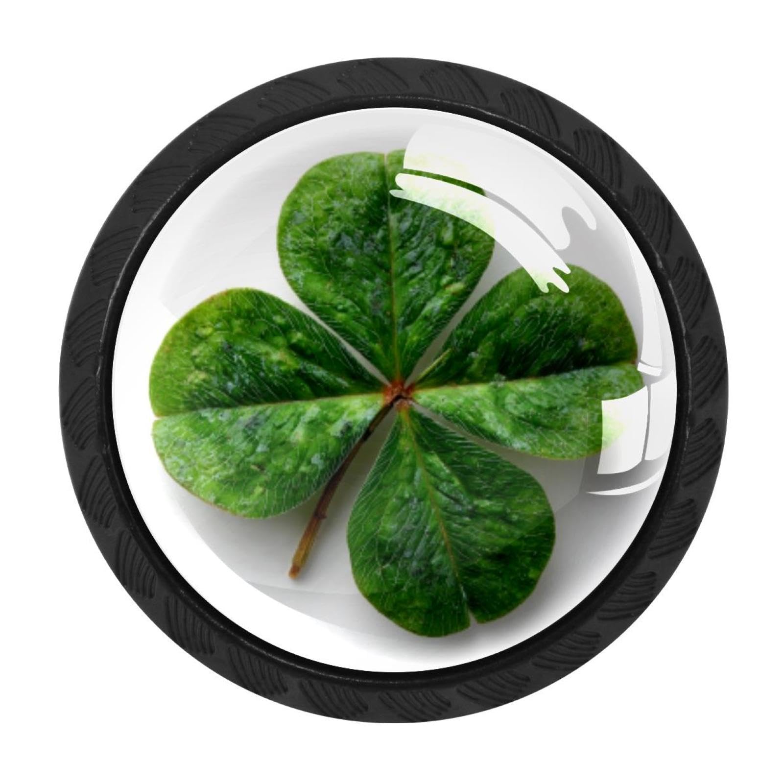 CHENZZZZ 4 Pack Cabinet Handles Black St. Patrick's Four Leaf Clover (7) Cabinet Knobs Draw